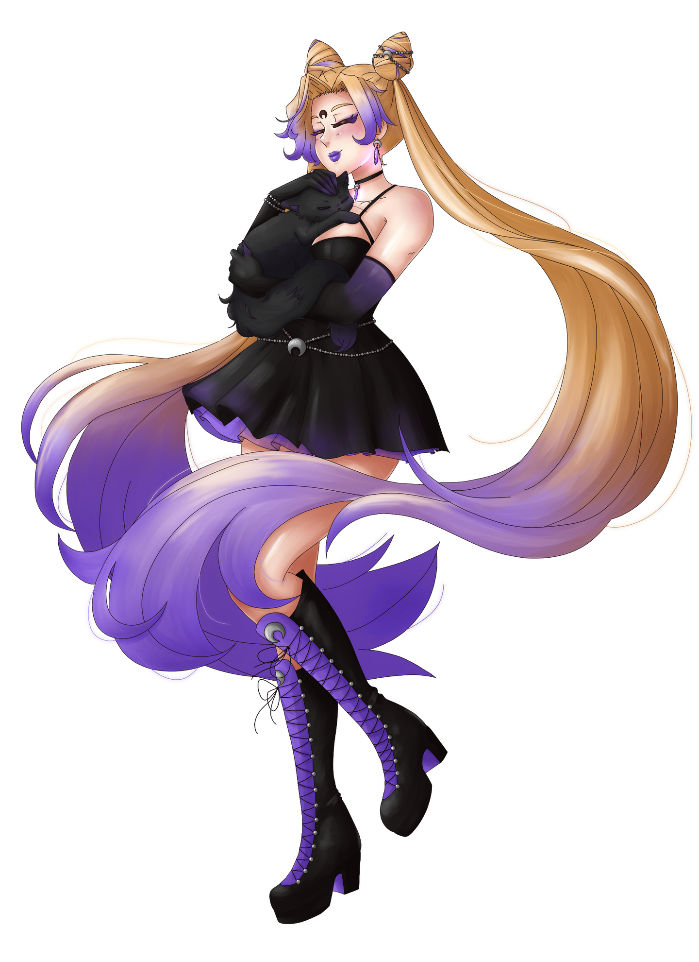 Void the Black and Purple Fluffy Companion Cat!